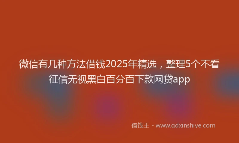 微信有几种方法借钱2025年精选，整理5个不看征信无视黑白百分百下款网贷app