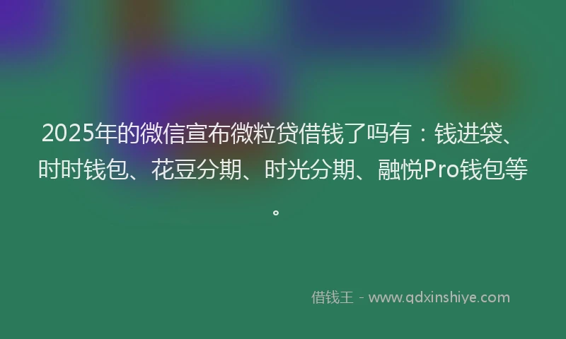 2025年的微信宣布微粒贷借钱了吗有：钱进袋、时时钱包、花豆分期、时光分期、融悦Pro钱包等。