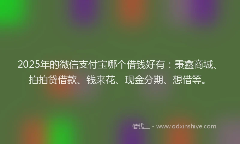 2025年的微信支付宝哪个借钱好有：秉鑫商城、拍拍贷借款、钱来花、现金分期、想借等。