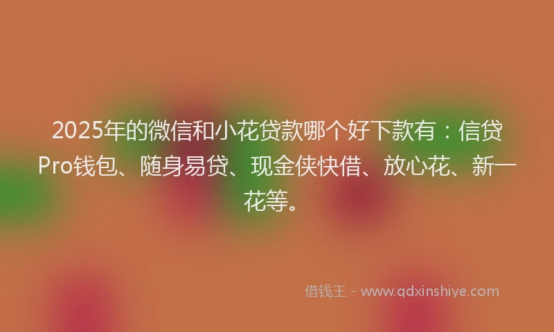 2025年的微信和小花贷款哪个好下款有：信贷Pro钱包、随身易贷、现金侠快借、放心花、新一花等。
