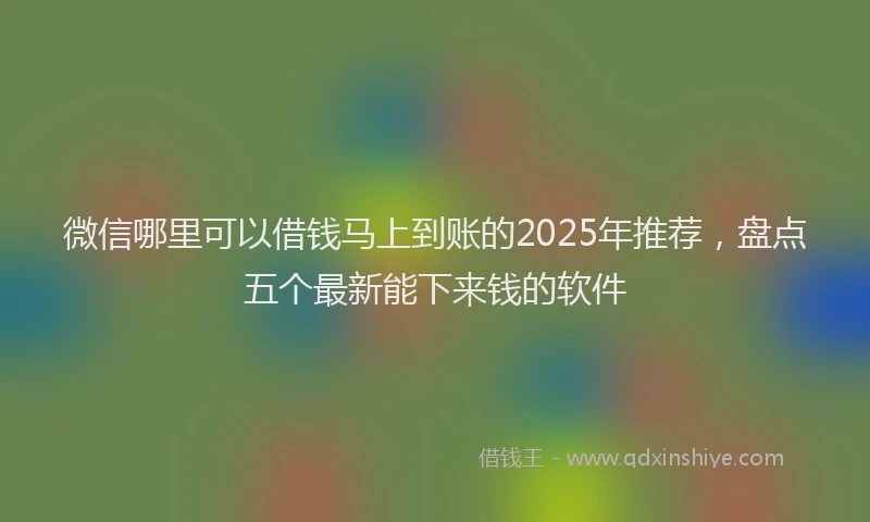 微信哪里可以借钱马上到账的2025年推荐，盘点五个最新能下来钱的软件