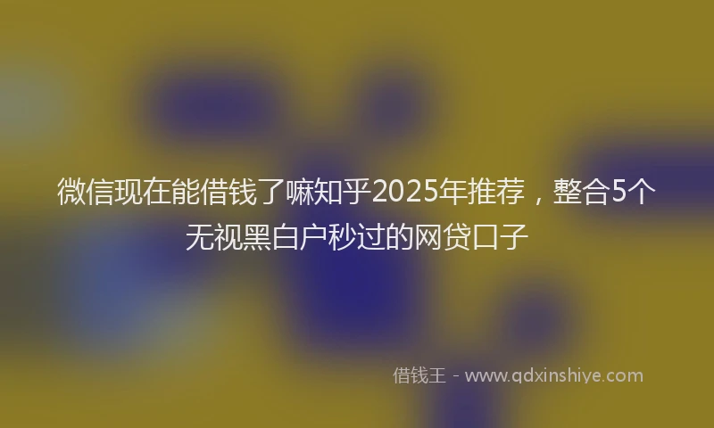 微信现在能借钱了嘛知乎2025年推荐，整合5个无视黑白户秒过的网贷口子