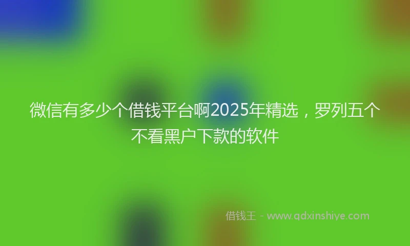 微信有多少个借钱平台啊2025年精选，罗列五个不看黑户下款的软件