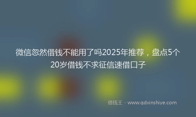 微信忽然借钱不能用了吗2025年推荐，盘点5个20岁借钱不求征信速借口子