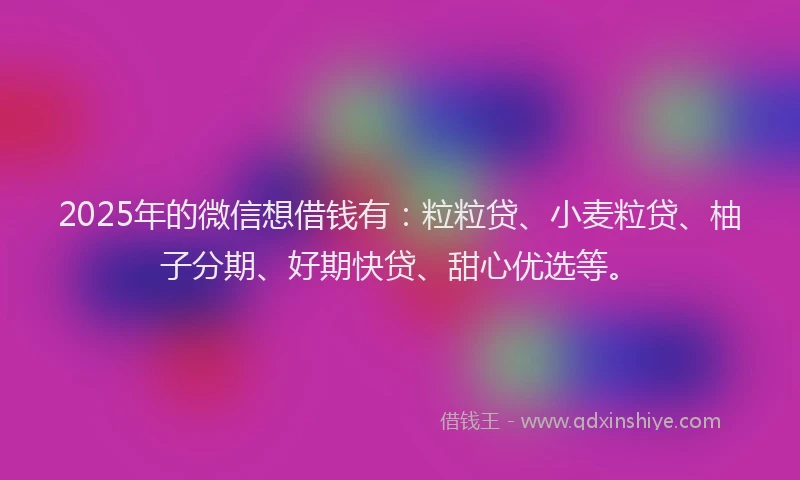 2025年的微信想借钱有：粒粒贷、小麦粒贷、柚子分期、好期快贷、甜心优选等。
