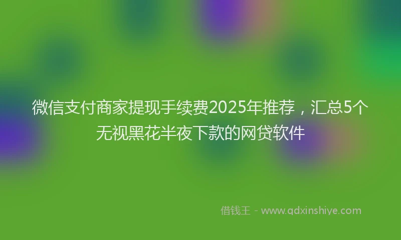微信支付商家提现手续费2025年推荐，汇总5个无视黑花半夜下款的网贷软件