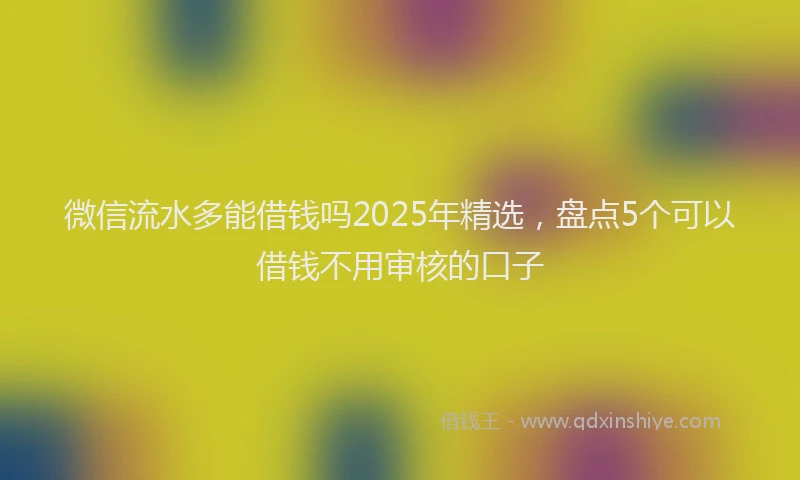 微信流水多能借钱吗2025年精选，盘点5个可以借钱不用审核的口子