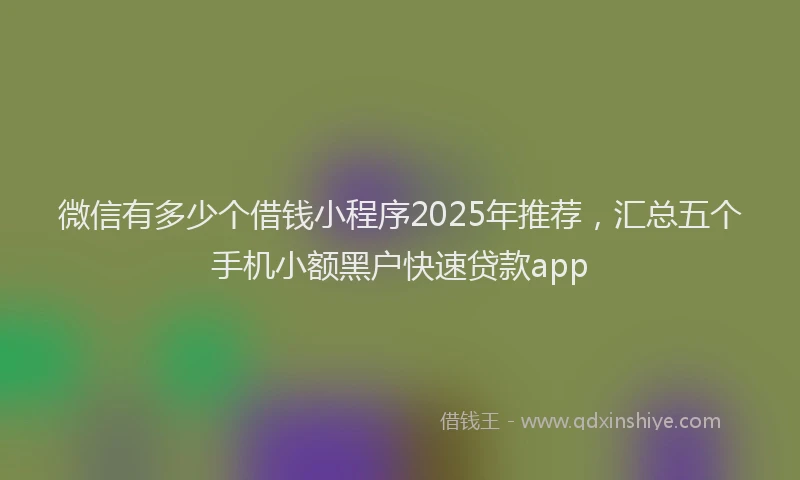 微信有多少个借钱小程序2025年推荐，汇总五个手机小额黑户快速贷款app