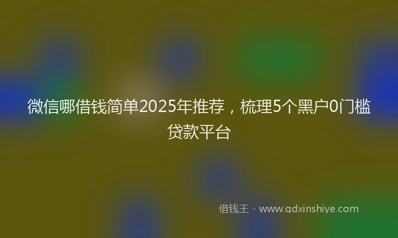 微信哪借钱简单2025年推荐，梳理5个黑户0门槛贷款平台