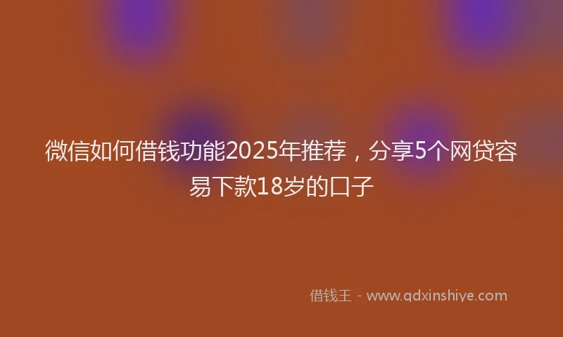 微信如何借钱功能2025年推荐，分享5个网贷容易下款18岁的口子