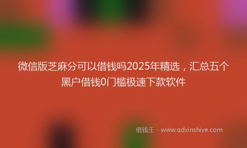 微信版芝麻分可以借钱吗2025年精选，汇总五个黑户借钱0门槛极速下款软件