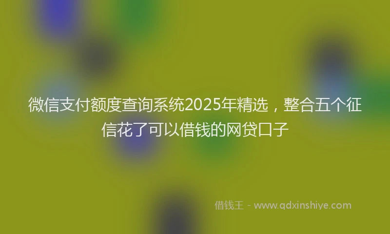 微信支付额度查询系统2025年精选，整合五个征信花了可以借钱的网贷口子