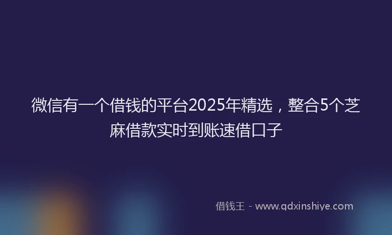 微信有一个借钱的平台2025年精选，整合5个芝麻借款实时到账速借口子