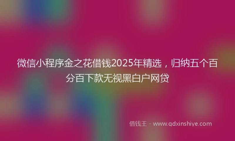 微信小程序金之花借钱2025年精选，归纳五个百分百下款无视黑白户网贷
