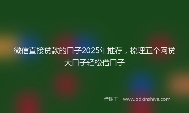 微信直接贷款的口子2025年推荐，梳理五个网贷大口子轻松借口子