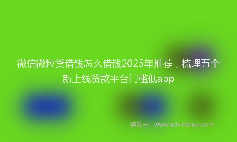 微信微粒贷借钱怎么借钱2025年推荐，梳理五个新上线贷款平台门槛低app