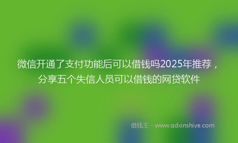 微信开通了支付功能后可以借钱吗2025年推荐，分享五个失信人员可以借钱的网贷软件