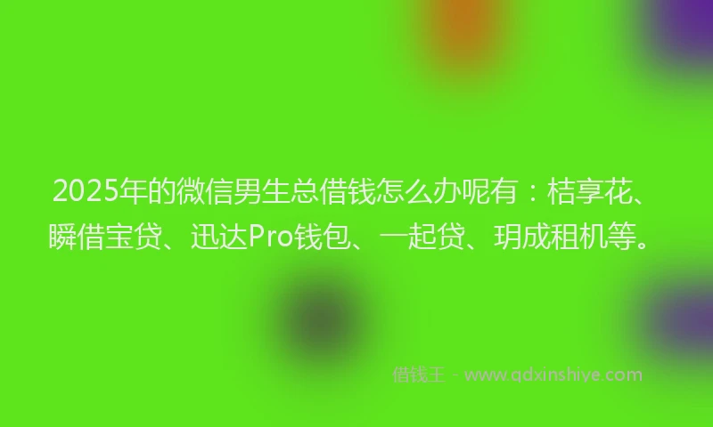 2025年的微信男生总借钱怎么办呢有：桔享花、瞬借宝贷、迅达Pro钱包、一起贷、玥成租机等。