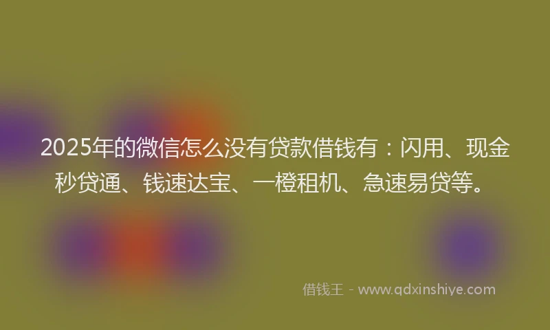 2025年的微信怎么没有贷款借钱有：闪用、现金秒贷通、钱速达宝、一橙租机、急速易贷等。