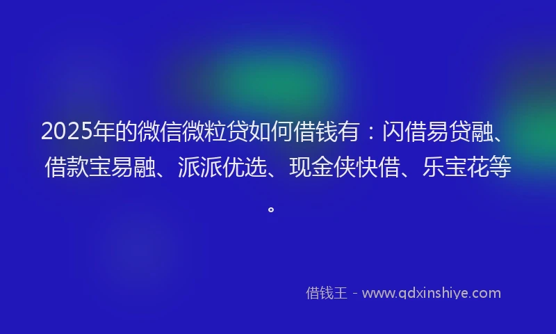 2025年的微信微粒贷如何借钱有：闪借易贷融、借款宝易融、派派优选、现金侠快借、乐宝花等。