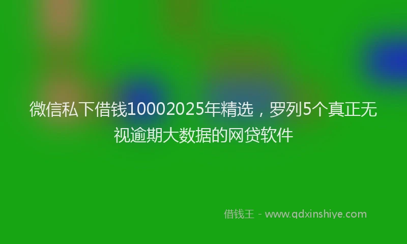 微信私下借钱10002025年精选，罗列5个真正无视逾期大数据的网贷软件