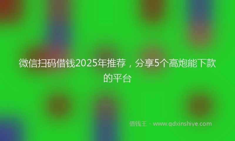 微信扫码借钱2025年推荐，分享5个高炮能下款的平台