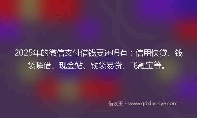 2025年的微信支付借钱要还吗有：信用快贷、钱袋瞬借、现金站、钱袋易贷、飞融宝等。
