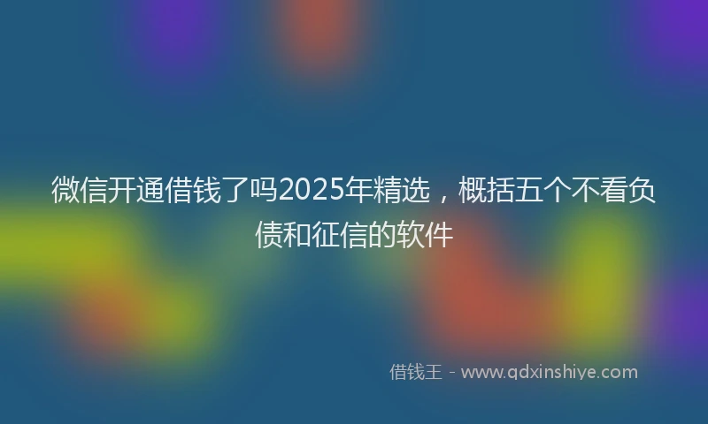 微信开通借钱了吗2025年精选，概括五个不看负债和征信的软件