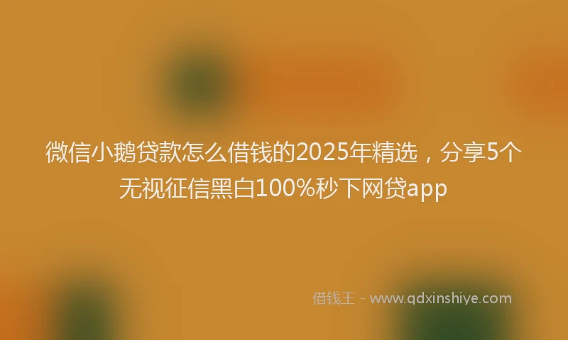 微信小鹅贷款怎么借钱的2025年精选，分享5个无视征信黑白100%秒下网贷app