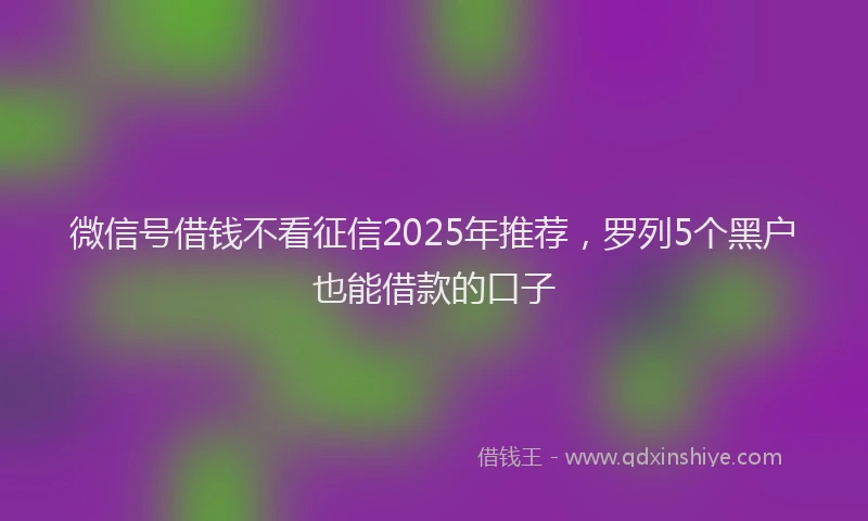 微信号借钱不看征信2025年推荐，罗列5个黑户也能借款的口子