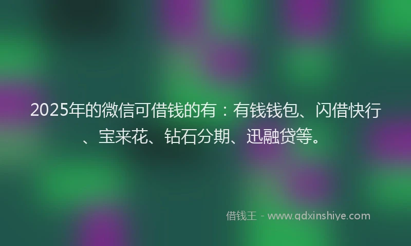 2025年的微信可借钱的有：有钱钱包、闪借快行、宝来花、钻石分期、迅融贷等。