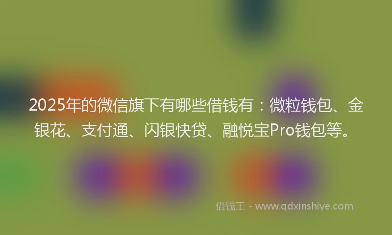 2025年的微信旗下有哪些借钱有：微粒钱包、金银花、支付通、闪银快贷、融悦宝Pro钱包等。
