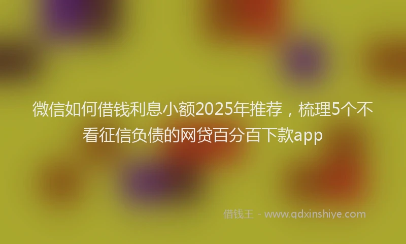 微信如何借钱利息小额2025年推荐，梳理5个不看征信负债的网贷百分百下款app