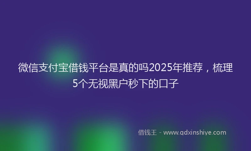 微信支付宝借钱平台是真的吗2025年推荐，梳理5个无视黑户秒下的口子