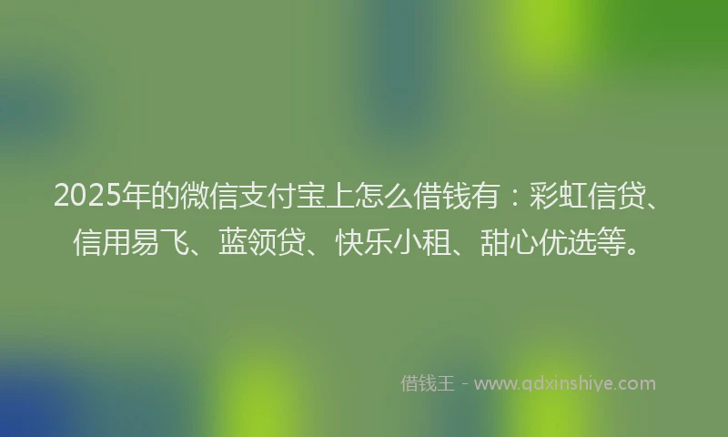 2025年的微信支付宝上怎么借钱有：彩虹信贷、信用易飞、蓝领贷、快乐小租、甜心优选等。