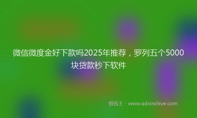微信微度金好下款吗2025年推荐，罗列五个5000块贷款秒下软件
