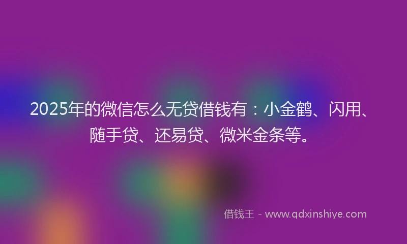 2025年的微信怎么无贷借钱有：小金鹤、闪用、随手贷、还易贷、微米金条等。