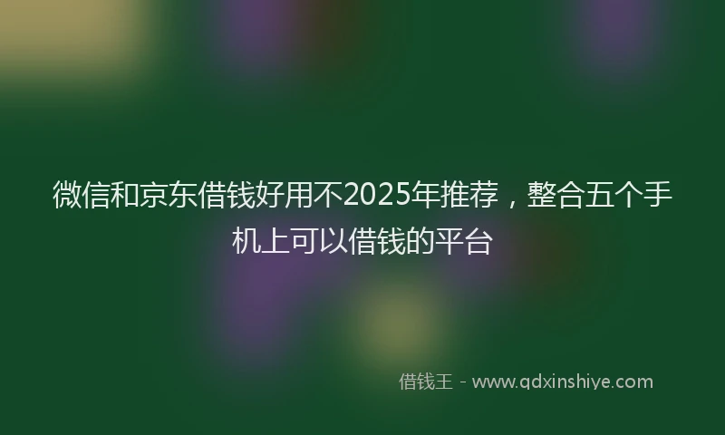 微信和京东借钱好用不2025年推荐，整合五个手机上可以借钱的平台