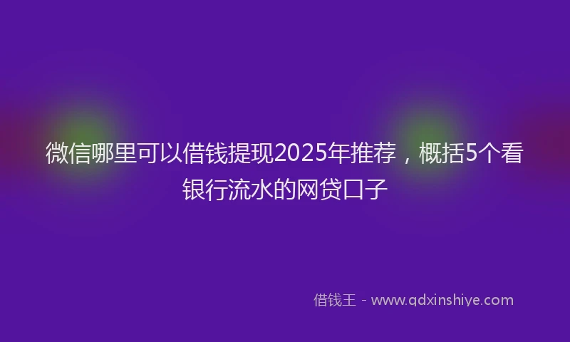 微信哪里可以借钱提现2025年推荐，概括5个看银行流水的网贷口子
