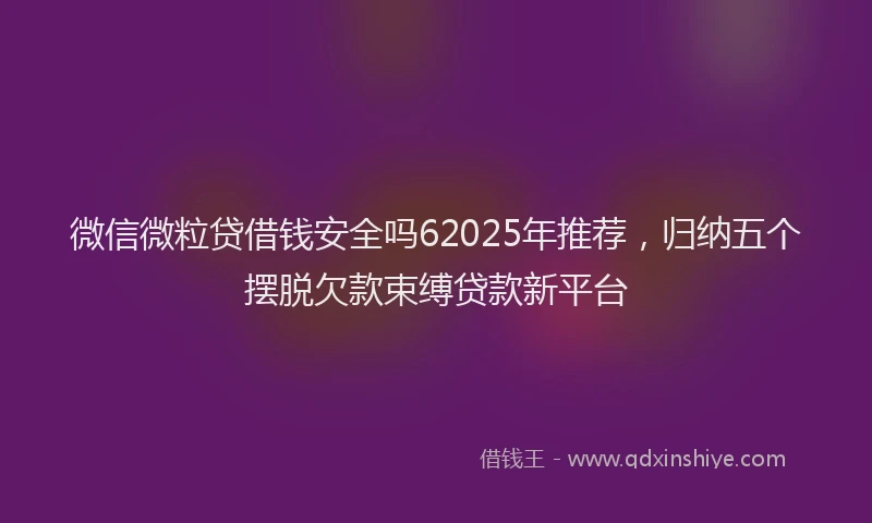 微信微粒贷借钱安全吗62025年推荐，归纳五个摆脱欠款束缚贷款新平台