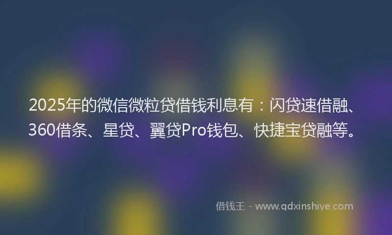 2025年的微信微粒贷借钱利息有：闪贷速借融、360借条、星贷、翼贷Pro钱包、快捷宝贷融等。