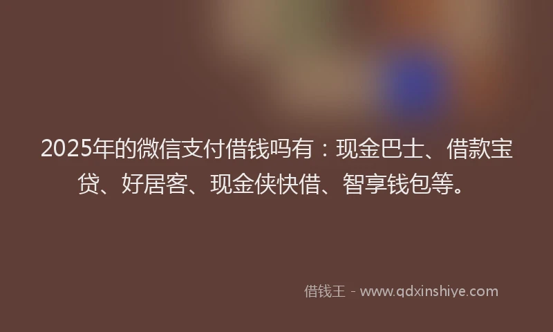 2025年的微信支付借钱吗有：现金巴士、借款宝贷、好居客、现金侠快借、智享钱包等。