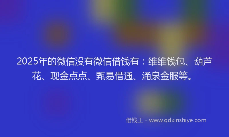 2025年的微信没有微信借钱有：维维钱包、葫芦花、现金点点、甄易借通、涌泉金服等。