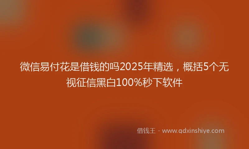微信易付花是借钱的吗2025年精选，概括5个无视征信黑白100%秒下软件