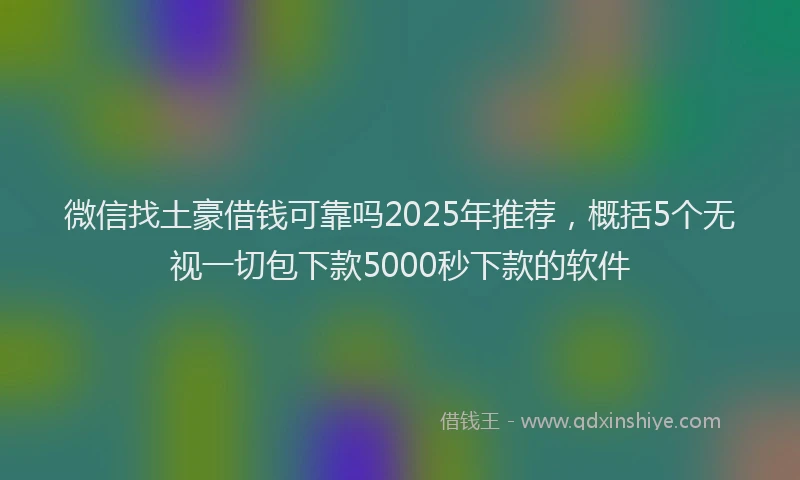 微信找土豪借钱可靠吗2025年推荐，概括5个无视一切包下款5000秒下款的软件