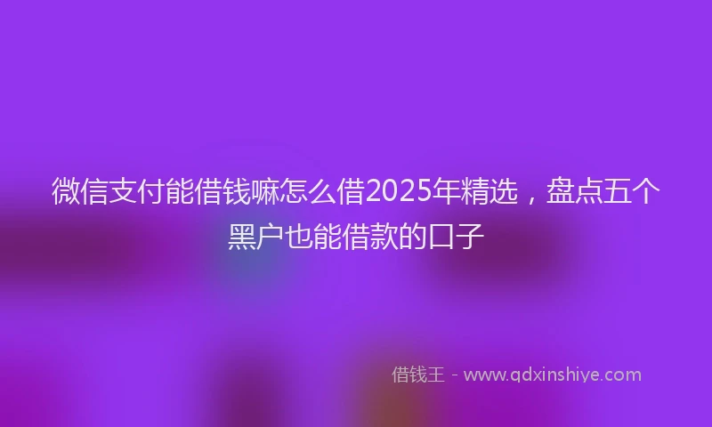微信支付能借钱嘛怎么借2025年精选，盘点五个黑户也能借款的口子