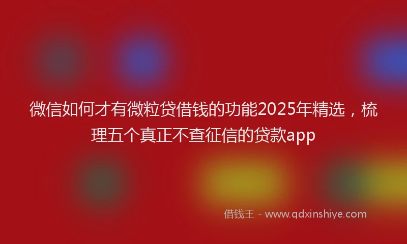 微信如何才有微粒贷借钱的功能2025年精选，梳理五个真正不查征信的贷款app