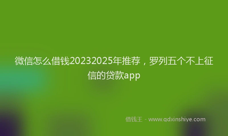 微信怎么借钱20232025年推荐，罗列五个不上征信的贷款app