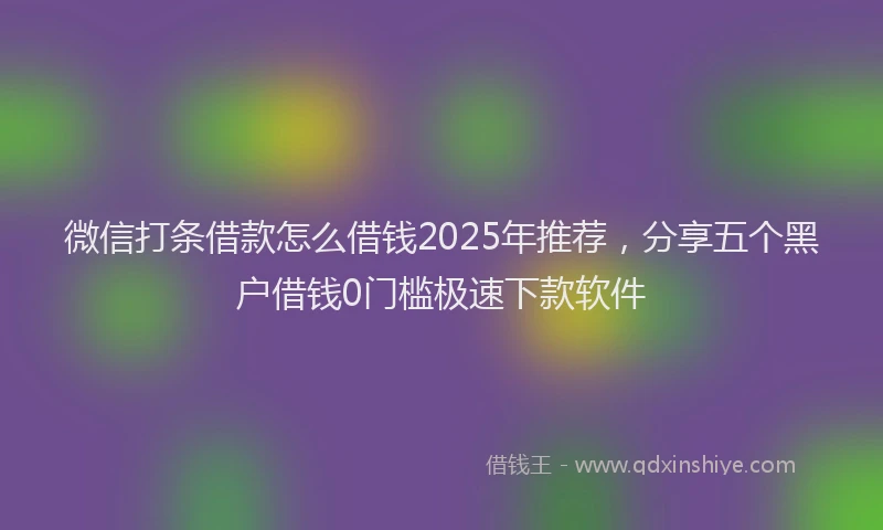 微信打条借款怎么借钱2025年推荐，分享五个黑户借钱0门槛极速下款软件
