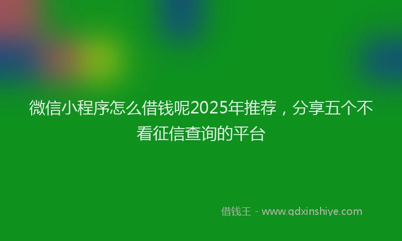 微信小程序怎么借钱呢2025年推荐，分享五个不看征信查询的平台